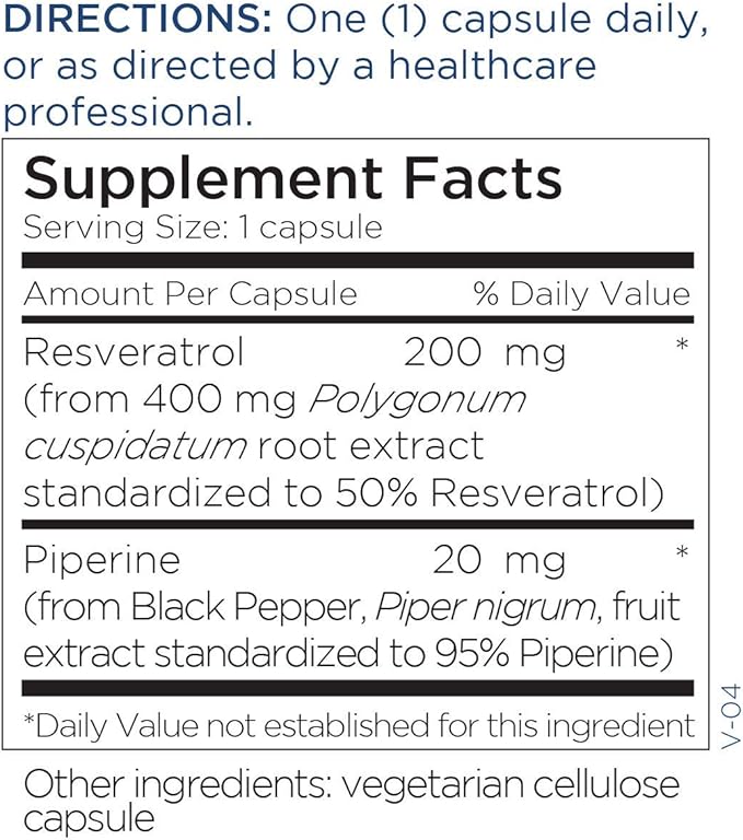 Metabolic Maintenance Resveratrol with Piperine for Superior Absorption - Antioxidant + Cardiovascular Support Supplement, No Fillers (60 Capsules)