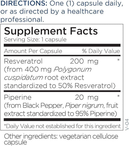 Metabolic Maintenance Resveratrol with Piperine for Superior Absorption - Antioxidant + Cardiovascular Support Supplement, No Fillers (60 Capsules)