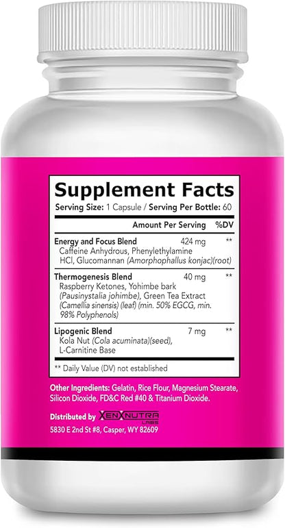 Skinny Girl- Advanced Weight Loss Formula for Women- Best Female Diet Pills That Work Fast- Lipogenic to Curb Your Appetite- Thermogetic to Burn Away Fat- Boost Energy and Focus- 60 Caps