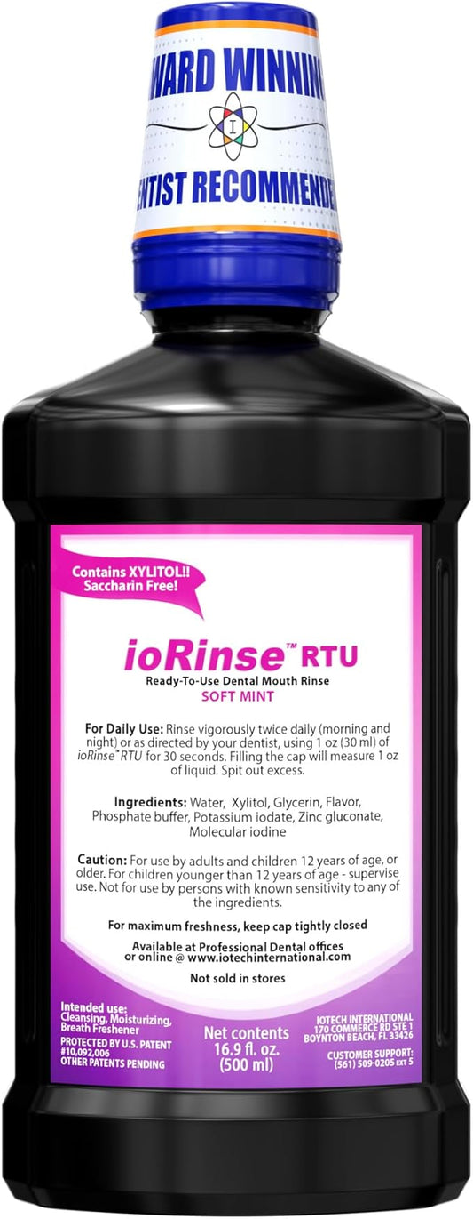 Recommended by 1,000s of Dental Professionals Because it Simply Works Better. Professional Strength ioRinse RTU. Powerful, Long-Lasting, Breath freshening That You Can Trust. Soft Mint 16 oz