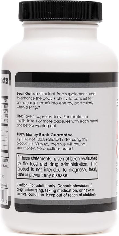 Beverly International Lean Out 120 caps. Fat Burner with Metabolic Support. Lipotropics. Choline, Carnitine, Chromium. Stimulant-Free Belly Fat Burner. Get Leaner. Use AM & PM, Stackable Diet Pills.