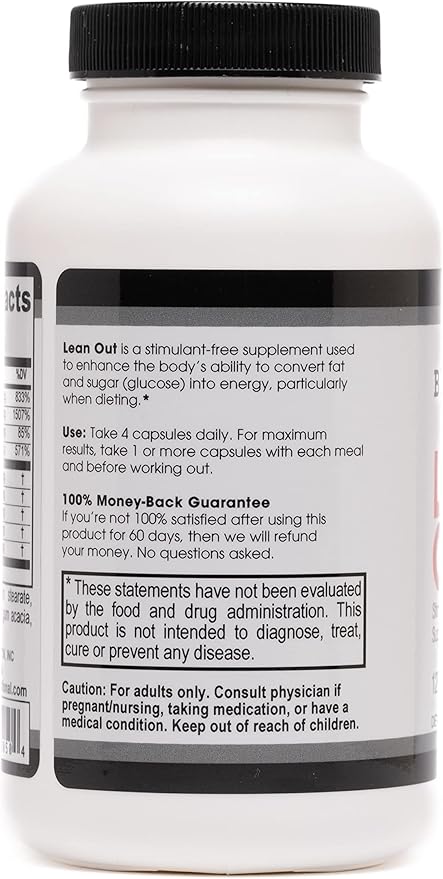 Beverly International Lean Out 120 caps. Fat Burner with Metabolic Support. Lipotropics. Choline, Carnitine, Chromium. Stimulant-Free Belly Fat Burner. Get Leaner. Use AM & PM, Stackable Diet Pills.