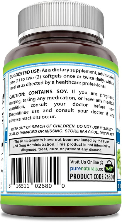 Pure Naturals Lecithin 1200 mg Softgels Supplement | High Potency | Non-GMO | Gluten Free (120 Count)