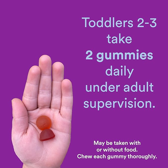 SmartyPants Organic Toddler Multivitamin, Daily Gummy Vitamins: Probiotics, Vitamin C, D3, Zinc, & B12 for Immune Support, Energy & Digestive Health, Fruit Flavor, 60 Gummies, 30 Day Supply