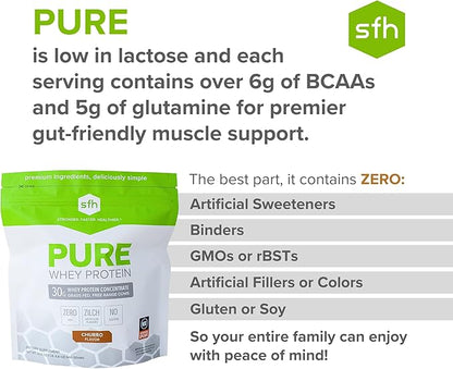 SFH Pure Whey Protein Powder Best Tasting Grass Fed Whey | All Natural | Non-GMO, No Artificials, Soy Free, Gluten Free (Churro, 20 Serving Bag)