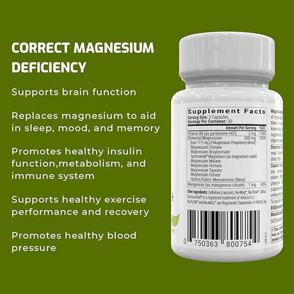 BiOptimizers Magnesium Breakthrough Supplement 4.0 - Has 7 Forms of Magnesium: Glycinate, Malate, Citrate, and More - Natural Sleep and Brain Supplement - 60 Capsules