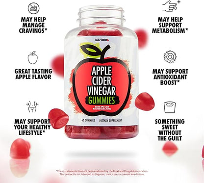 Sculpt Nation by V Shred Apple Cider Vinegar Gummies - Healthy Superfood Snack, Metabolism and Digestion Support - 60 ACV Keto Gummies