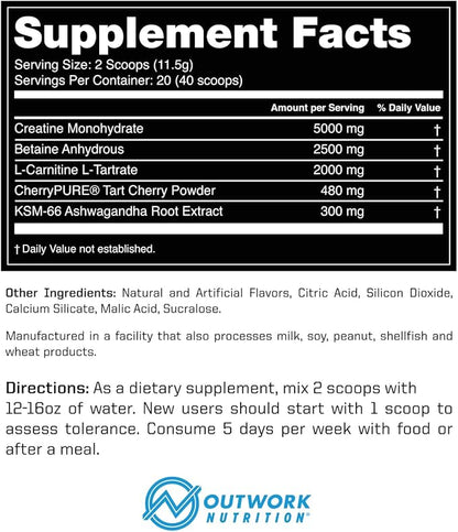 Outwork Nutrition Recovery Supplement, Post Workout Recovery Powder & Muscle Builder for Men and Women, Recharge Muscles After Gym, Backed by Science, Gummy Bear Burst, 230 Gr