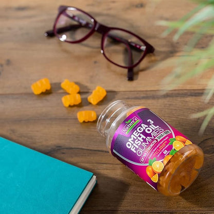 Omega Fish Oil Gummies - Delicious Orange Flavor Fish Oil Omega 3 Supplements with Heart Healthy EPA & DHA Fatty Acids for Heart, Joint & Brain Support - Omega 3 Fish Oil Gummy Vitamins - 60 Gummies