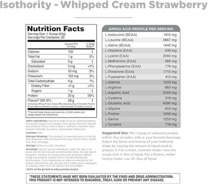 Isothority Whey Protein Isolate, Whipped Cream Strawberry, 2 lb - Ultra Absorbable Branched Chain Amino Acids (BCAA) Powder with 25g Per Serving, Low Carb - Build Muscle & Accelerate Recovery