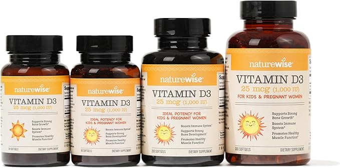NatureWise Vitamin D3 1000iu (25 mcg) Healthy Muscle Function, and Immune Support, Non-GMO, Gluten Free in Cold-Pressed Olive Oil, Packaging Vary ( Mini Softgel), 360 Count