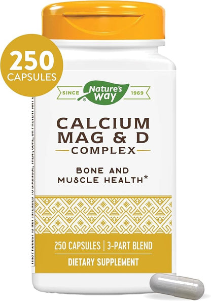 Nature’s Way Calcium-Magnesium-Vitamin D3 - Bone Health & Muscle Function* - With Calcium Carbonate, Citrate & Malate - Gluten & Dairy Free - 250 Capsules