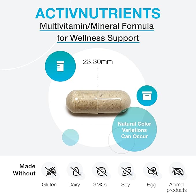 XYMOGEN ActivNutrients with Iron and Copper - Multivitamin Multimineral for Wellness, Immune, Energy and Mood Support - Chelated Minerals + Active B Vitamins with Folate (240 Capsules)