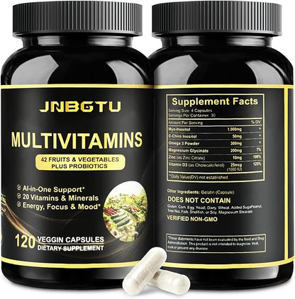 Myo-Inositol Supplement 1000mg, Magnesium Glycinate 200mg, D-Chiro Inositol 50mg, Omega-3 Powder 300mg, Zinc 10mg, Vitamin D3, Multivitamin/Multimineral Supplement. 120 Count