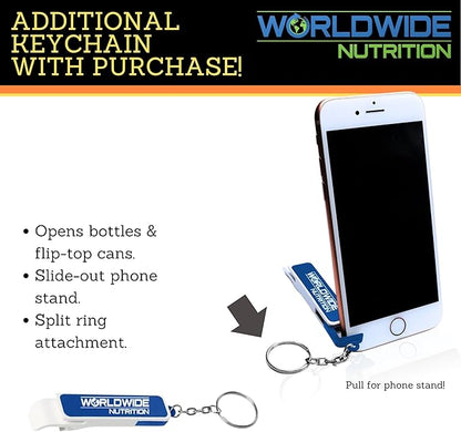 Worldwide Nutrition Bundle: Black Magic Multi-Source Casein Protein Powder-Whey, Egg Albumin Enzymes, Micellar Casein & MCT-Muscle Mass Gaining Bodybuilding-Chocolate PB Puffs 2LB & Keychain