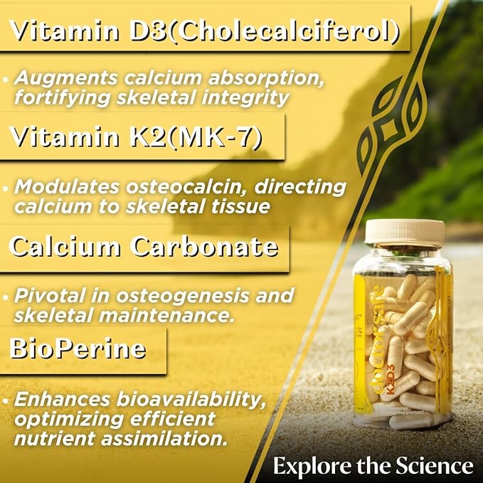 DOCTOR SAFE Vitamin D3 K2 with Calcium & BioPerine MK7 + D3 5000iu US-Made Non-GMO Gluten-Free Soy- Free (120 Capsules - 4 Month Supply)