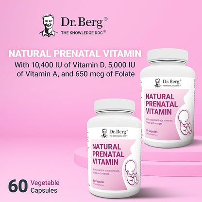 Dr. Berg Natural Prenatal Vitamins for Women (Pregnant & Nursing) - Prenatal Vitamins with Folate, Vitamins, Minerals, Omegas, &11 Powerful Superfoods - Womens Prenatal Multivitamin - 60 Capsules