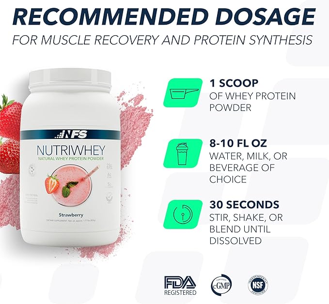 NF Sports Post Workout Nutri Whey Protein Powder, Dietary Supplement, Amino Energy, Supports Immunity, BCAA Powder, Helps Fight Stress (Alpine Strawberry Powder, 828g, 23 Servings)