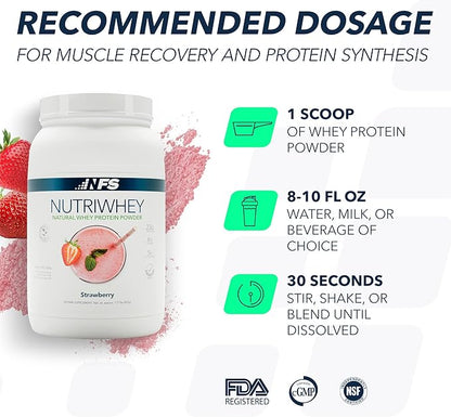NF Sports Post Workout Nutri Whey Protein Powder, Dietary Supplement, Amino Energy, Supports Immunity, BCAA Powder, Helps Fight Stress (Alpine Strawberry Powder, 828g, 23 Servings)