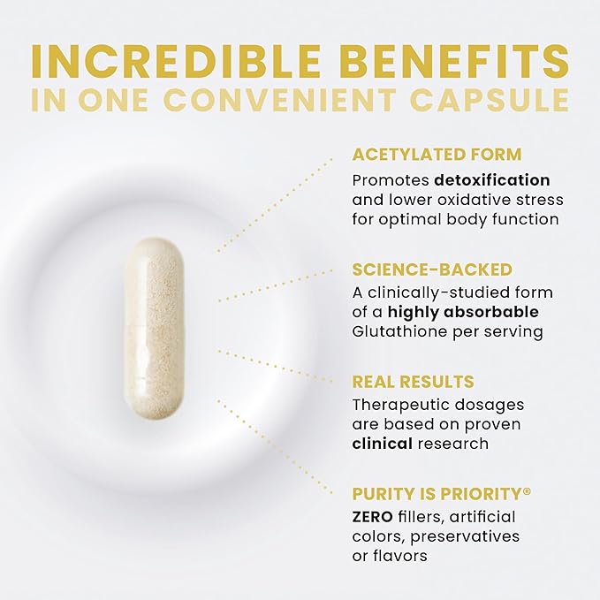 S-Acetyl Glutathione GOLD - 60 DRcaps "Acid-Resistant" | 200mg Per Capsule | Patented Acetylated Form of Glutathione (Emothion®) | 2 Month Supply | ZERO Fillers / Flow Agents | Pharmaceutical Grade