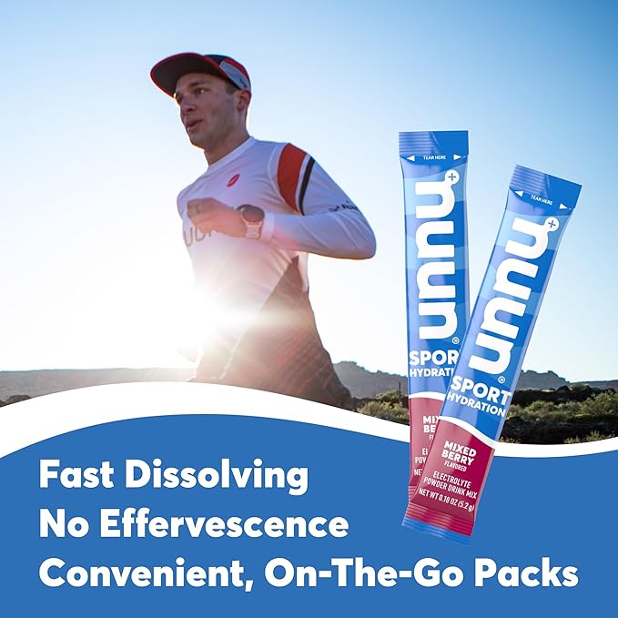 Nuun Sport Electrolyte Powder Packets - Mixed Berry Flavor | 5 Essential Electrolytes for Hydration | Easy Open Drink Mix with Magnesium | 1g Sugar | Non GMO, Vegan | 16 Single Serving Sticks