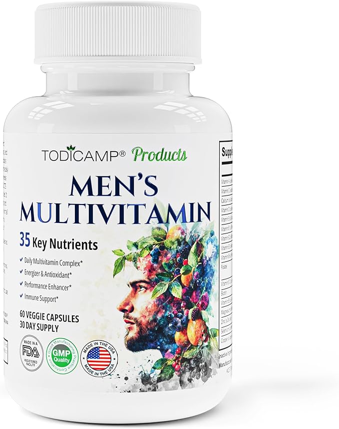 Men's Multivitamin & Mineral Complex with Plant-Based Extracts - Multivitamin for Men Improves Overall Health, Antioxidant & Natural Body Support - 60 Capsules - 30 Day Supply