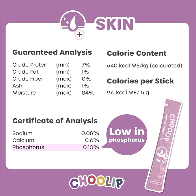 Squeeze Vita Stick Lickable Treats for Dogs & Cats. 7 Skin & Coat Support Sticks with Essential multivitamins. Soft and Tasty Paste for All Life Stages, Supporting Skin & Coat Health