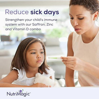 Kids Brain Booster 2IN1 Saffron Extract Nootropic & Multivitamin for Focus, Memory, Attention, Mood - Pure Saffron Gummies for Brain Health Support w/Vitamin D3, B6, B12, Zinc - 60 Gummies