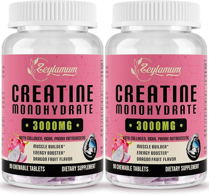 Creatine Monohydrate for Women, Creatine Supplement 3000 MG, with Hydrolyzed Collagen, BCAA, for Muscle Builder & Strength, Energy Boost, Faster recovery, Vegan, Non-GMO, Sugar Free, 60 Servings