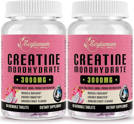 Creatine Monohydrate for Women, Creatine Supplement 3000 MG, with Hydrolyzed Collagen, BCAA, for Muscle Builder & Strength, Energy Boost, Faster recovery, Vegan, Non-GMO, Sugar Free, 60 Servings