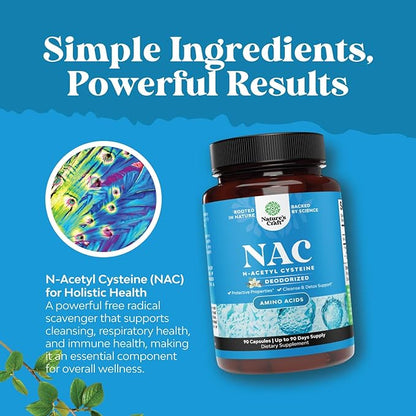 NAC Supplement N-Acetyl Cysteine 600mg - Vegan High Absorption NAC 600 mg Capsules - Glutathione Precursor for Liver Cleanse Detox & Repair plus Lung Health and Immunity Support (180 Servings)