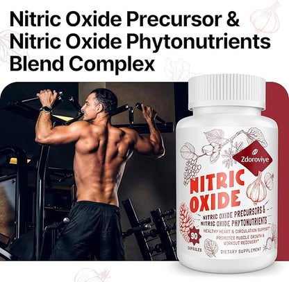 Nitric Oxide Supplement for Men, Nitric Oxide Precursor & Nitric Oxide Phytonutrients Complex - 90 Capsules (1 Bottle)