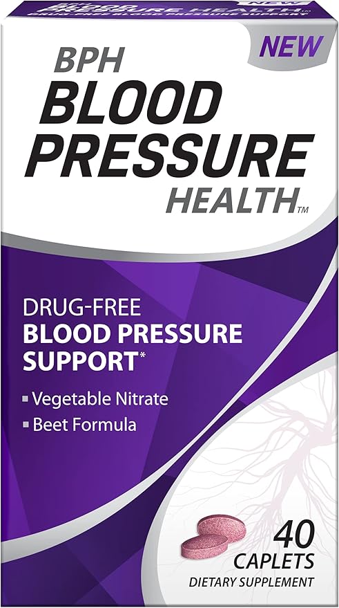 Blood Pressure Health Maintenance Dietary Supplement Caplets, Purple, Beetroot, 60 Count