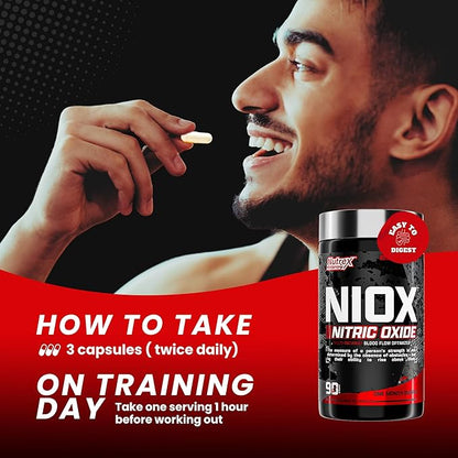 Nutrex Research NIOX Extreme Pumps - 180-Count Pre-Workout Pump Supplement with Arginine Nitrate, Vitamin C, AstraGin for Muscle Pump, Vascularity, Endurance, NO3-T