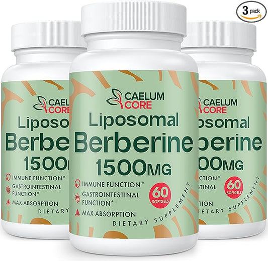 Liposomal Berberine HCL - Berberine 1500mg Activates AMPK & GLP-1, High Bioavailability Berberines Supplement for Women and Men, Berberine Plus Overall Health Support (3 Pack)