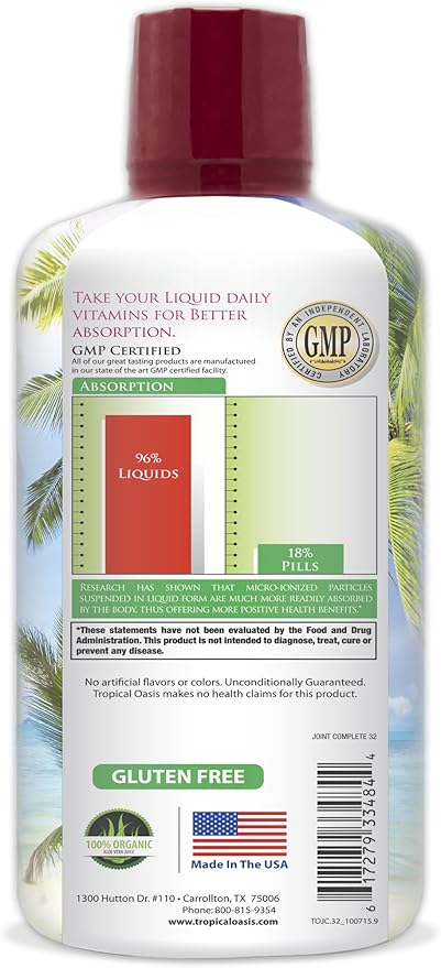 Joint Complete Premium- Liquid Joint Supplement w/Glucosamine, Chondroitin, MSM, Hyaluronic Acid – for Bone, Joint Health - 96% Max Absorption– 32oz, 32 serv