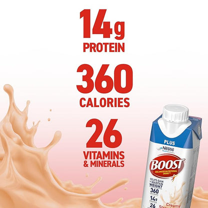 BOOST Plus Ready to Drink Balanced Nutritional Drink, Creamy Strawberry, 8 Fl Oz (Pack of 24)
