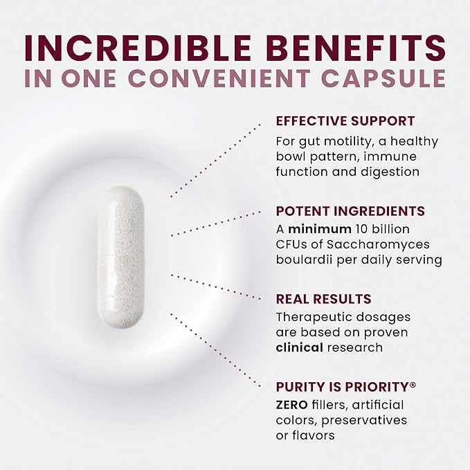 Saccharomyces 10B - Saccharomyces Boulardii, 10 Billion CFU Per Serving, Patented Strain: Lynside CNCM I-3799, Probiotic Capsules, Probiotics for Men and Women - 60 Count