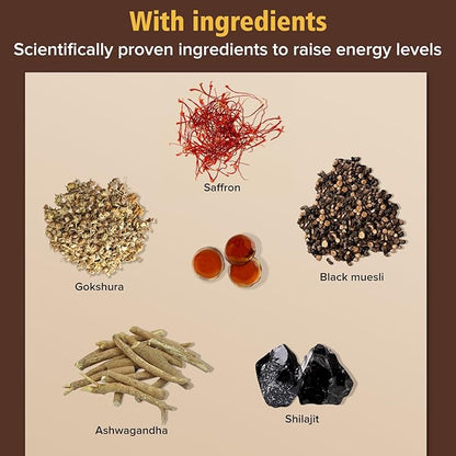 Himalayan Nutritious Shilajit Gummies Gold - Ashwagandha, Gokshura - Fulvic Acid - 85+ Trace Minerals - for Men Women - No Added Sugar - 60 Gummy(Shilajit Gummies 60Gummy)