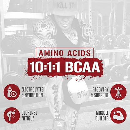5% Nutrition Rich Piana AllDayYouMay BCAA Powder | Premium Intra & Post Workout Amino Acids, Hydration, Endurance, Muscle Recovery, Joint & Liver Support | 15.3 oz, 30 Servings (Watermelon)