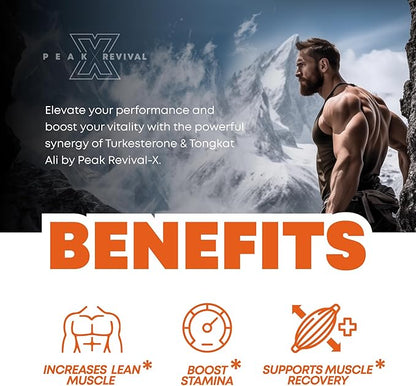 Turkesterone & Tongkat Ali 1000mg Supplement - 500mg Ajuga Turkestanica Per Serving Increase Stamina, Lean Muscle Growth & Recovery - Made in The USA (60 Capsules)