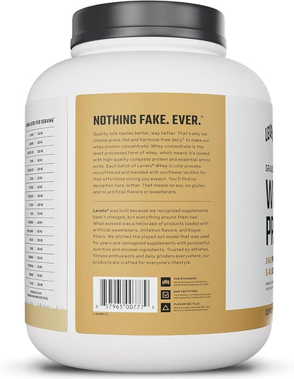 Levels Grass Fed Whey Protein Powder, No Artificials, 24G of Protein, Cappuccino, 5LB