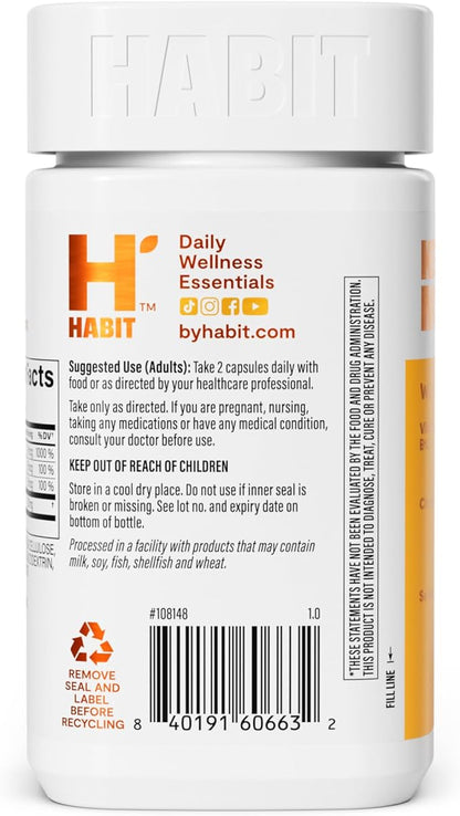 Habit Metabolism Supplement 2 Pack (120 Capsules) - Supports Digestive Health & Metabolism, Vitamin B12, Selenium, Chromium, Apple Cider Vinegar, Vegan, Non-GMO