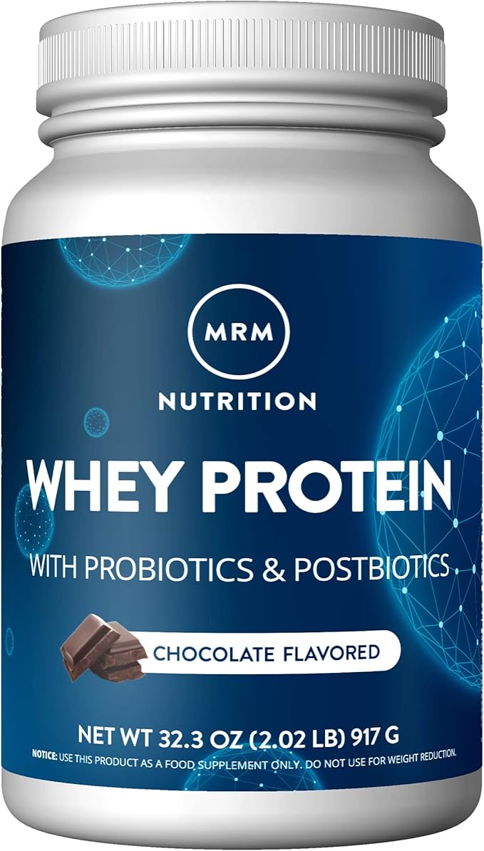 MRM Nutrition Whey Protein | Chocolate Flavored |18g Protein | with 2 Billion probiotics + Digestive enzymes + BCAAs | High Absorption + Digestion | Hormone + antibiotic Free | 33 Servings