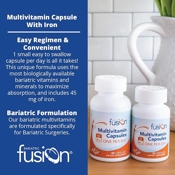 Bariatric Fusion One Per Day Bariatric Multivitamin with Iron | Easy to Swallow Capsule | Vitamin for Bariatric Surgery Patients | Gastric Bypass and Sleeve Gastrectomy | 30 Count | 1 Month Supply