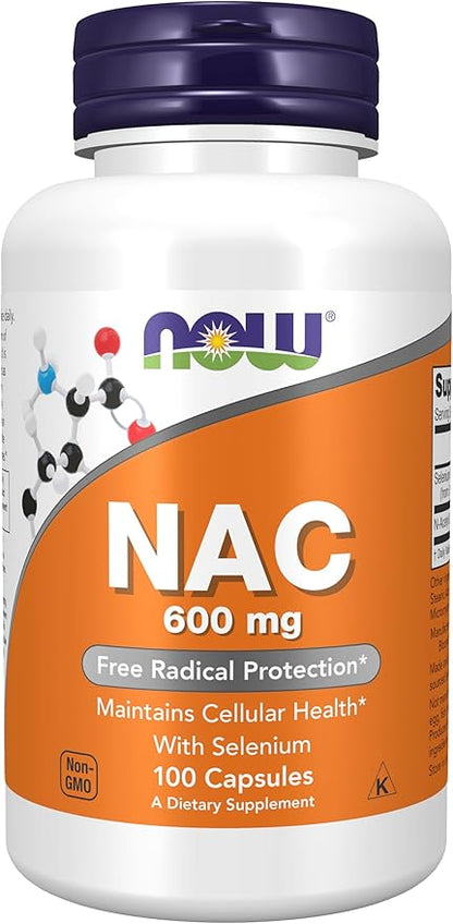 NOW Supplements, NAC (N-Acetyl Cysteine) 600 mg with Selenium & Molybdenum, 100 Veg Capsules