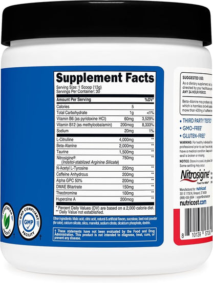 Nutricost Pre-Workout Complex Powder (30 Servings, Fruit Punch) - with Beta-Alanine, Taurine & Amino Acids