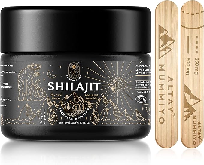 Shilajit Resin with Fulvic Acid & Trace Minerals, Original Siberian Pure Shilajit with 85+ Humic Acid Supplement Gel, Support Metabolism & Immune System - 100 Serving / 50g