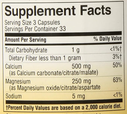 Nature's Way Calcium & Magnesium Mineral Complex, Supports Bone Health*, 750 mg per serving, 100 Capsules