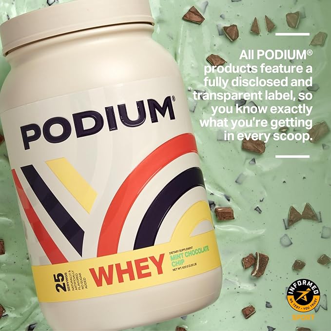 Podium Nutrition, Whey Protein Powder, Mint Chocolate Chip, 25 Servings, 25g of Whey Protein Per Serving, Gluten Free, Soy Free